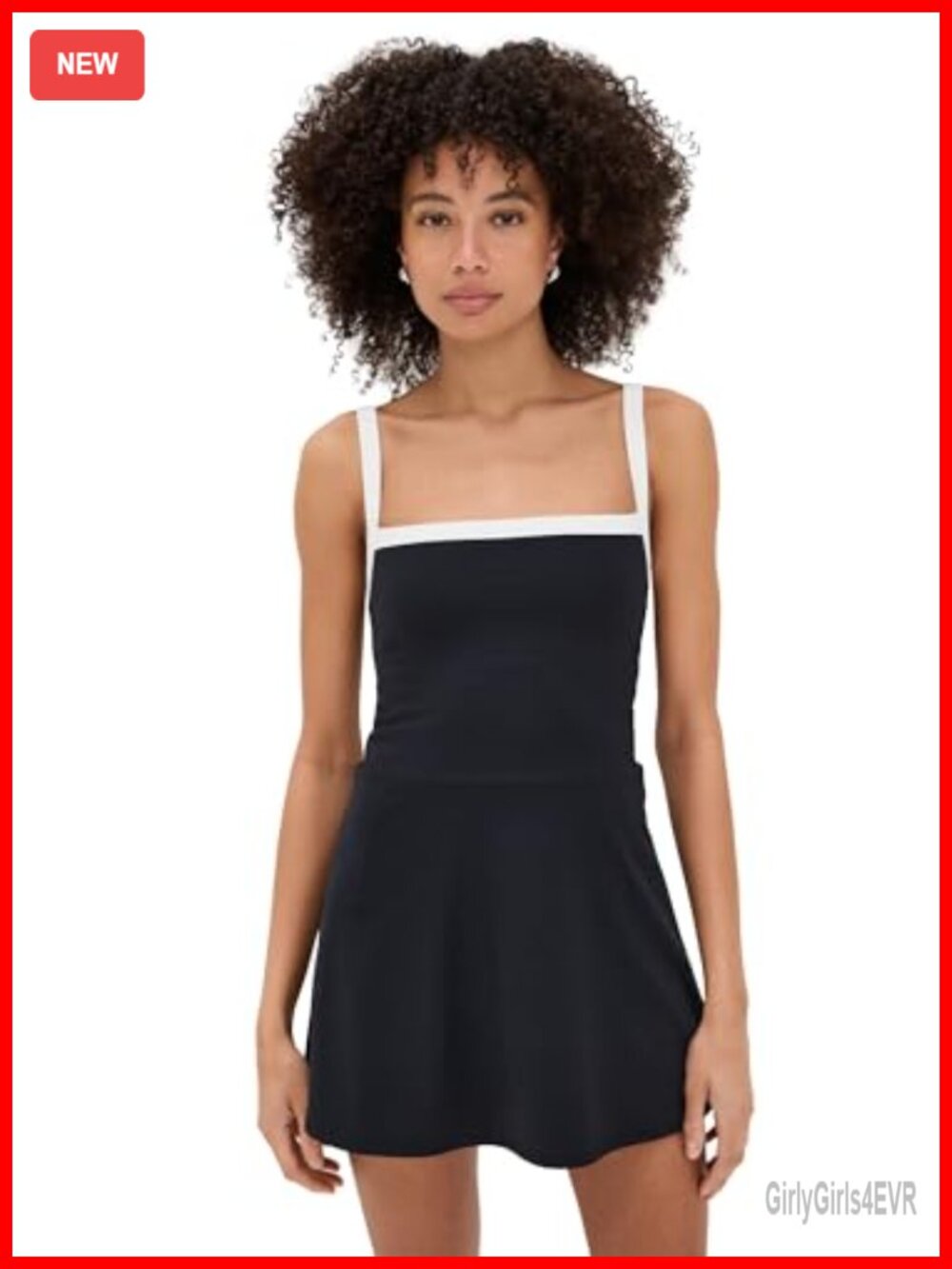 Women's Square Neck Sleeveless A-Line Active Dress with Built-in Shorts